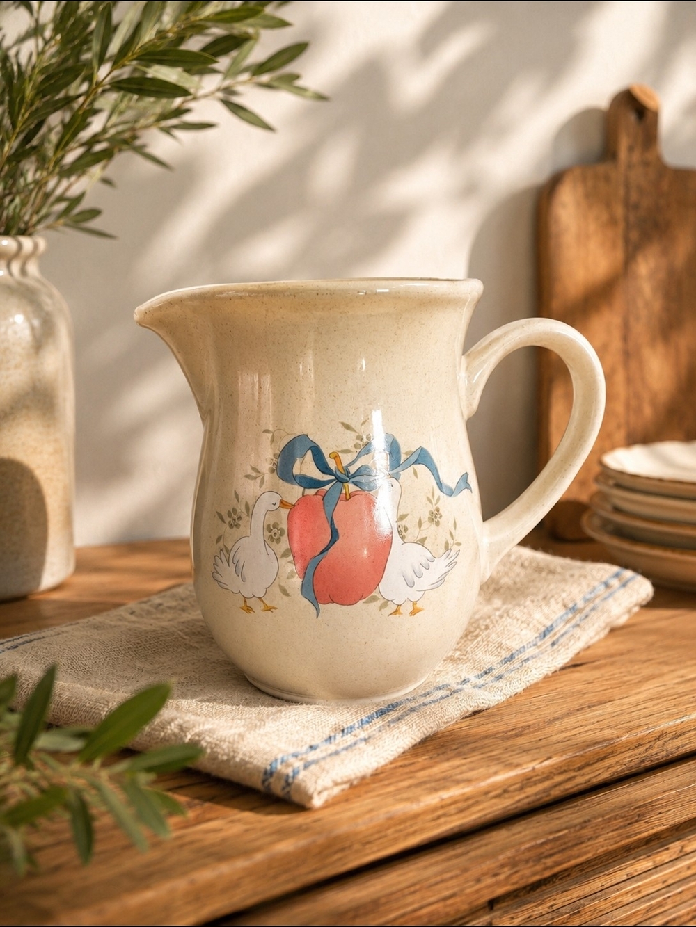 VTG International China Marmalade Geese Pitcher 5" Creamer Stoneware Cottagecore